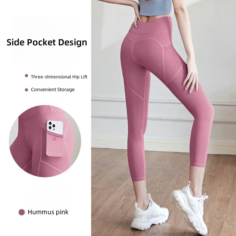 High Waist Jogger Mesh Side Pocket Fitness Gym Legging Sport Outfit for Woman Yoga Wear Tight Gym Workout Running Bike Clothing