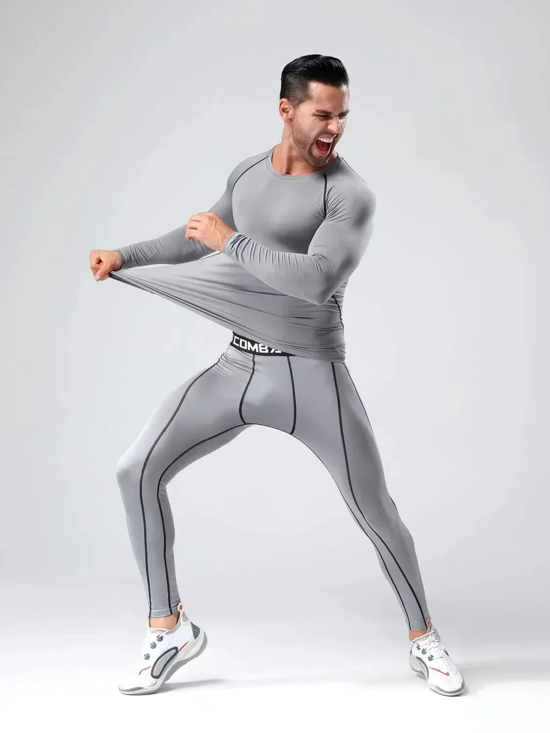 Men's Compression Set Men Sportswear Gym Fitness Suits Training Jogging Sport Tights Clothing Rashguard Running Tracksuit Men