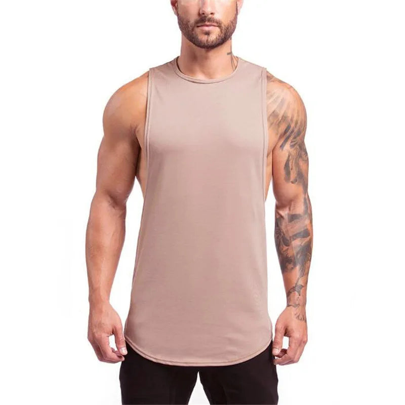Men Bodybuilding Sleeveless Vest Casual Gym Tank Top Cotton White t Shirt Quick Dry Sport Fitness Singlets Vest Man Gym Clothing