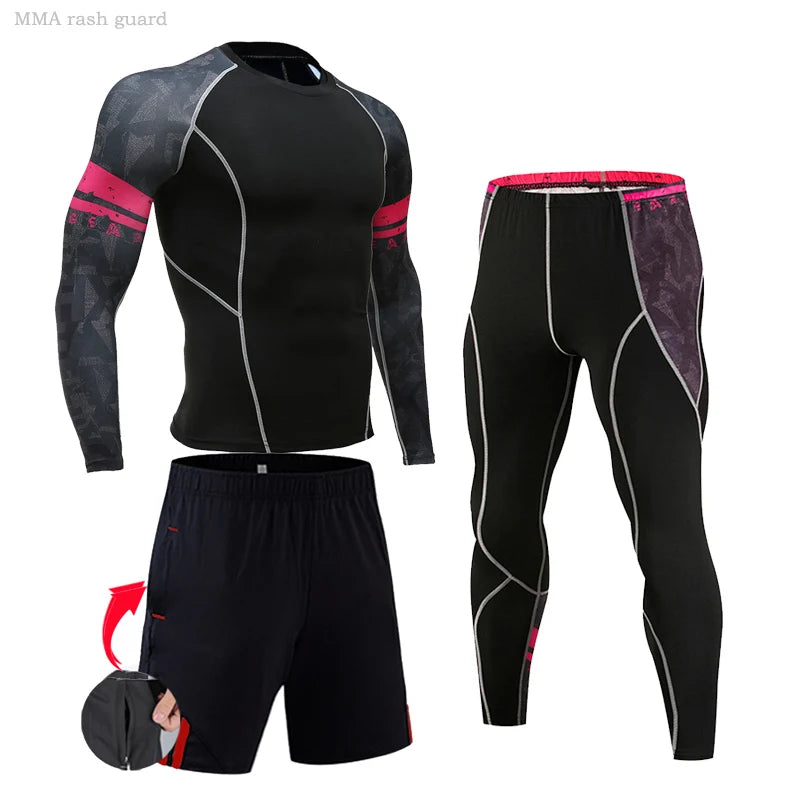 Men's Compression Sportswear Suits Gym Tights Training Clothes Workout Jogging Sports Set Running Rashguard Tracksuit For Men