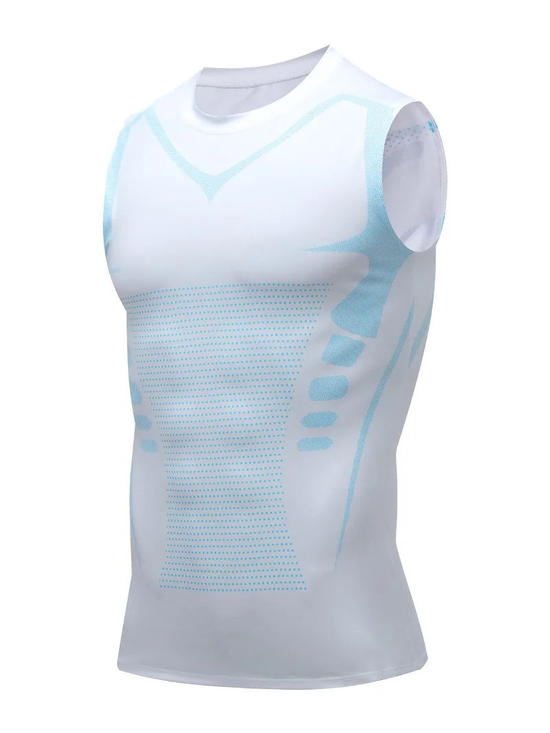 Men's Fitness Clothing Short Sleeve Sleeveless Tight Shirt Running Basketball Training Top Gym Vest Style Lightweight