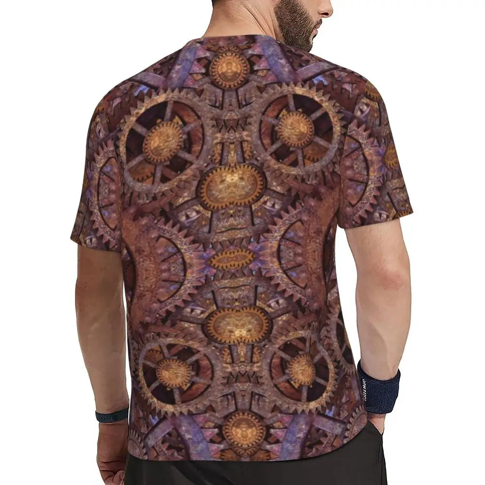 Gym T Shirt For Men Steampunk Design T-Shirts Fashion Wonderful Clockwork Vintage Summer Tees O Neck Streetwear Design Tops