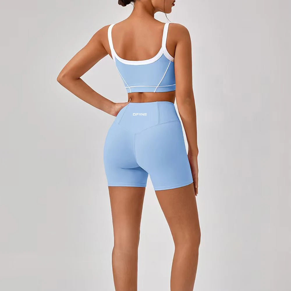 Yoga Set 2 Pieces Workout Outfits Fitness Sportswear Gym Tracksuit High Waist Leggings Sports Bra Wear Women Cycling Set