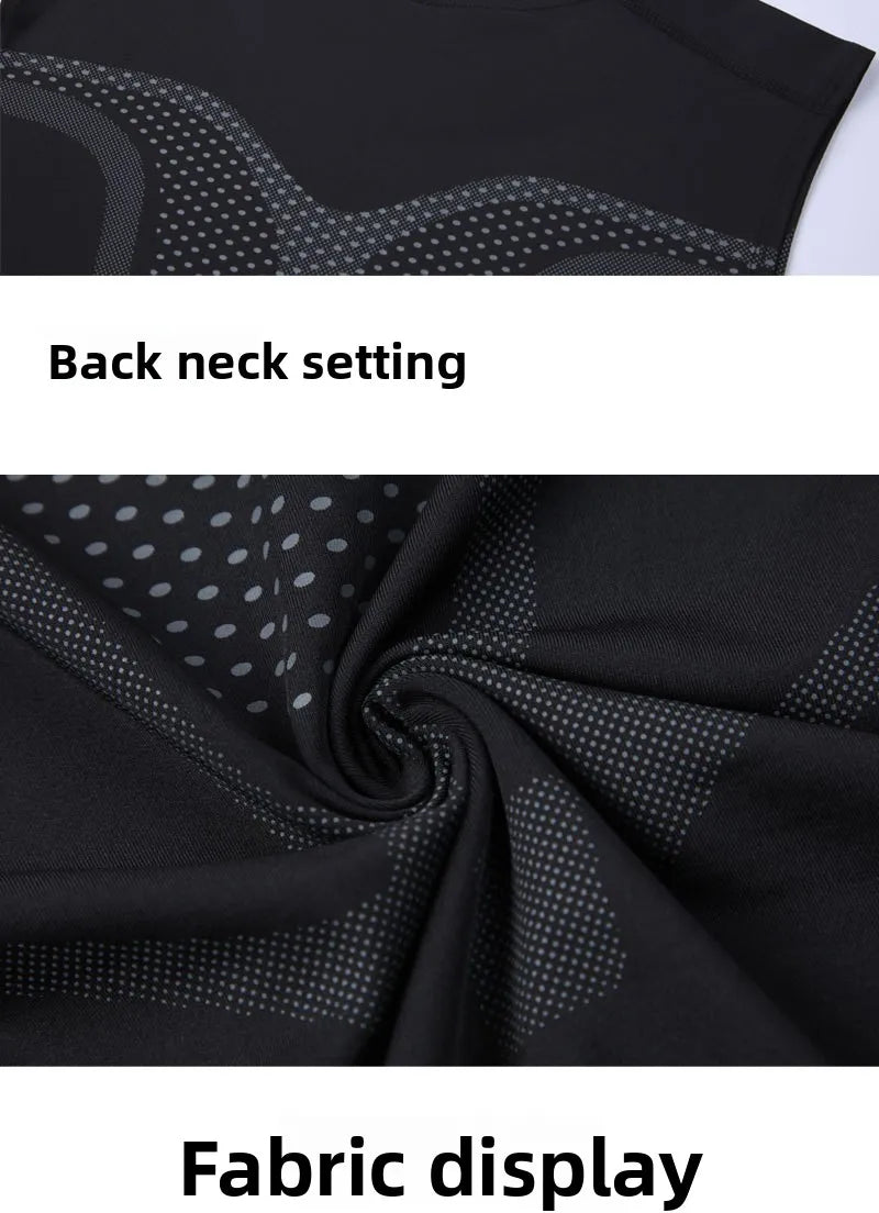 Men's Fitness Clothing Short Sleeve Sleeveless Tight Shirt Running Basketball Training Top Gym Vest Style Lightweight