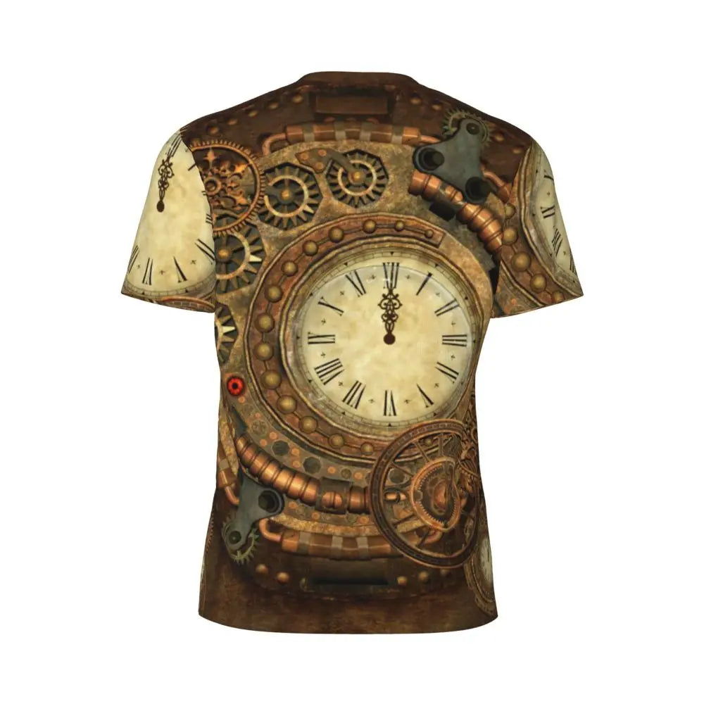 Gym T Shirt For Men Steampunk Design T-Shirts Fashion Wonderful Clockwork Vintage Summer Tees O Neck Streetwear Design Tops