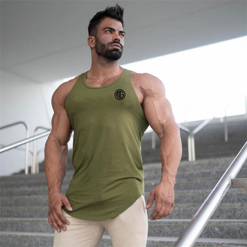 Mens Fitness Sports Sleeveless T-shirt Comfortable Sweatshirt Workout Clothing Cotton Running Vests Summer Gym Tank Tops