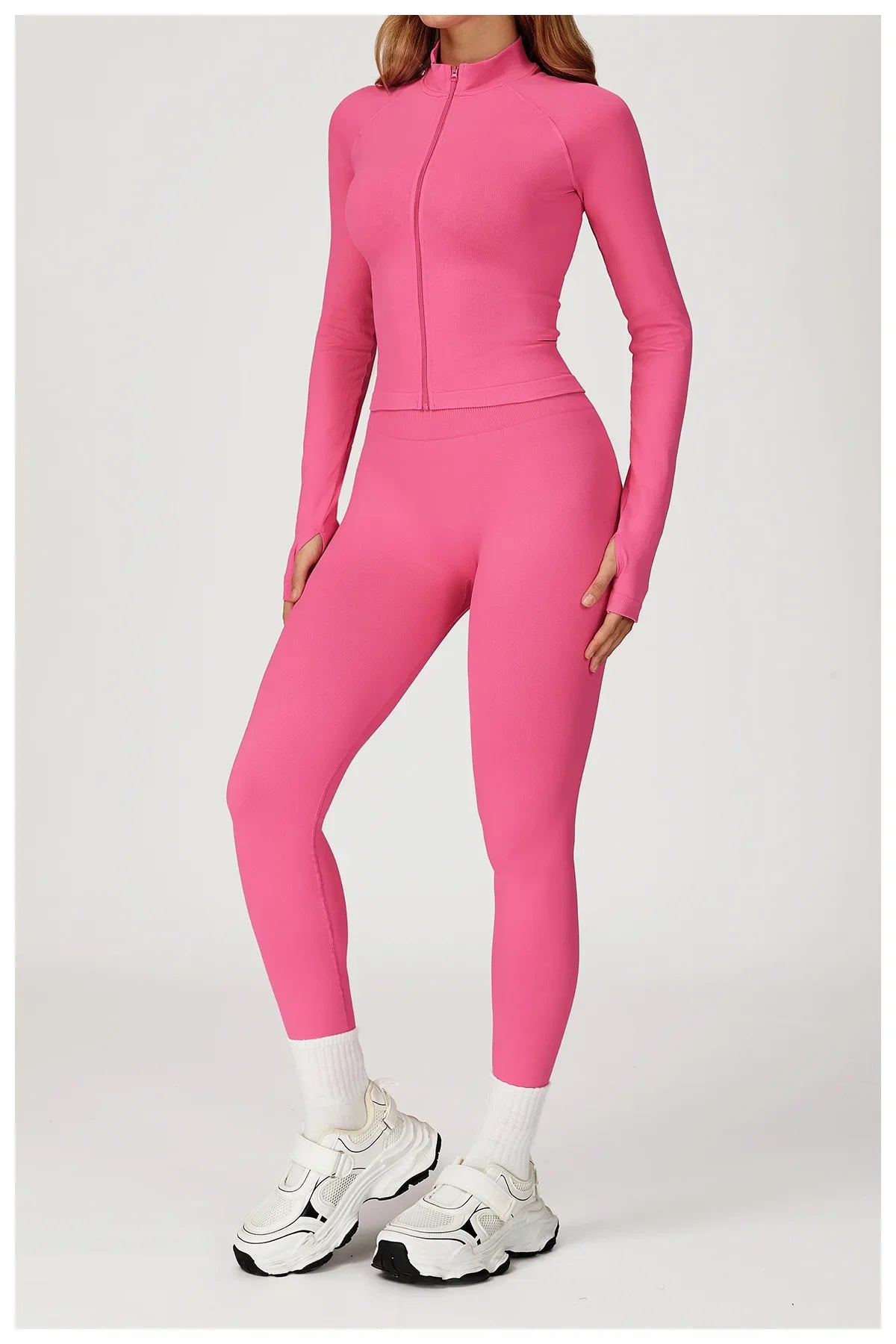 Seamless 2 Pieces Yoga Suit Sports Outfits Women Gym Set Women Tracksuit Running Workout Long Sleeve Sports Shirt Yoga Clothing