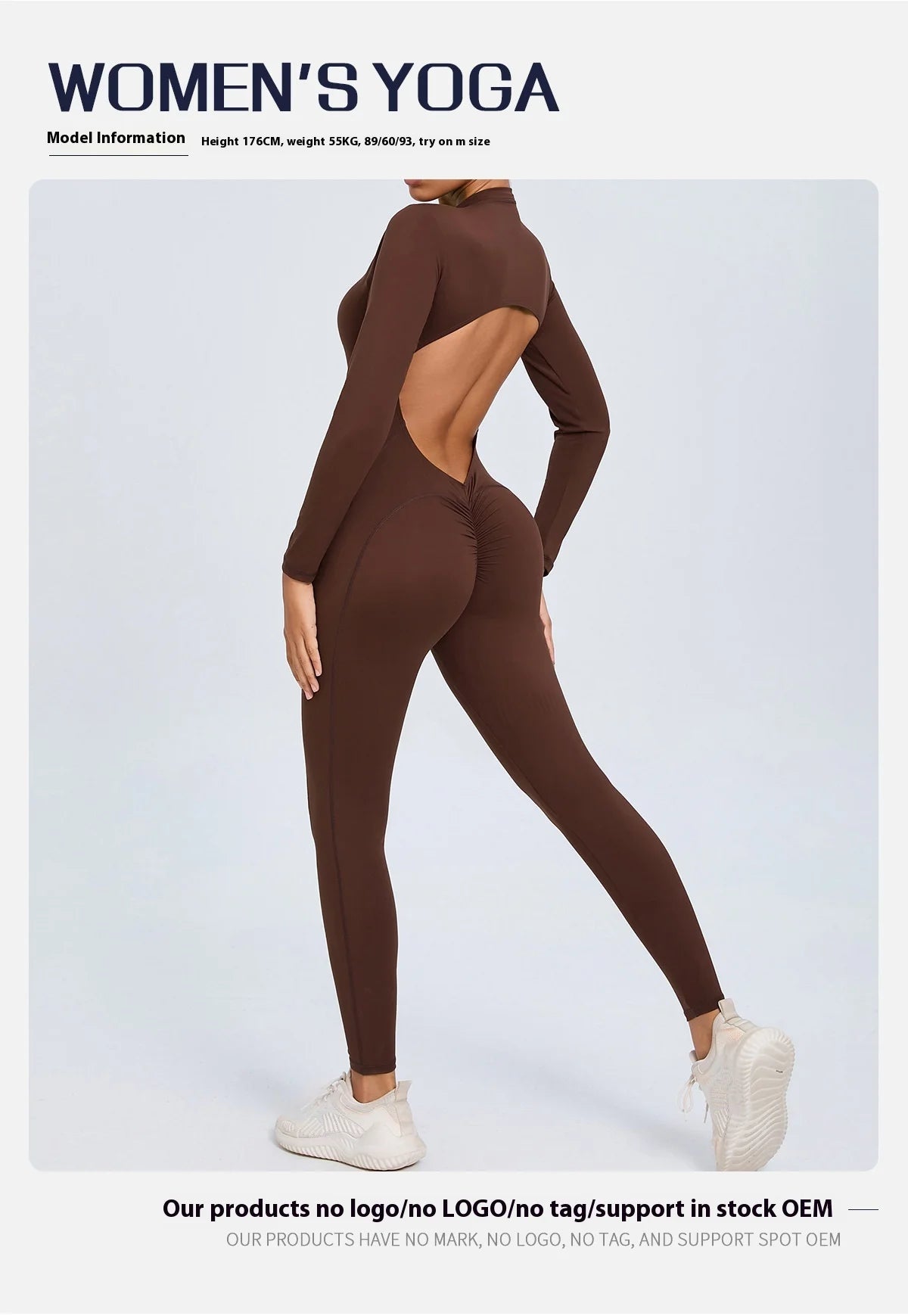 Women Sportwear Yoga Jumpsuit Zipper Long Sleeve Back Open Outfit Fitness Tracksuit Tight One-piece Gym Overalls Sports Bodysuit