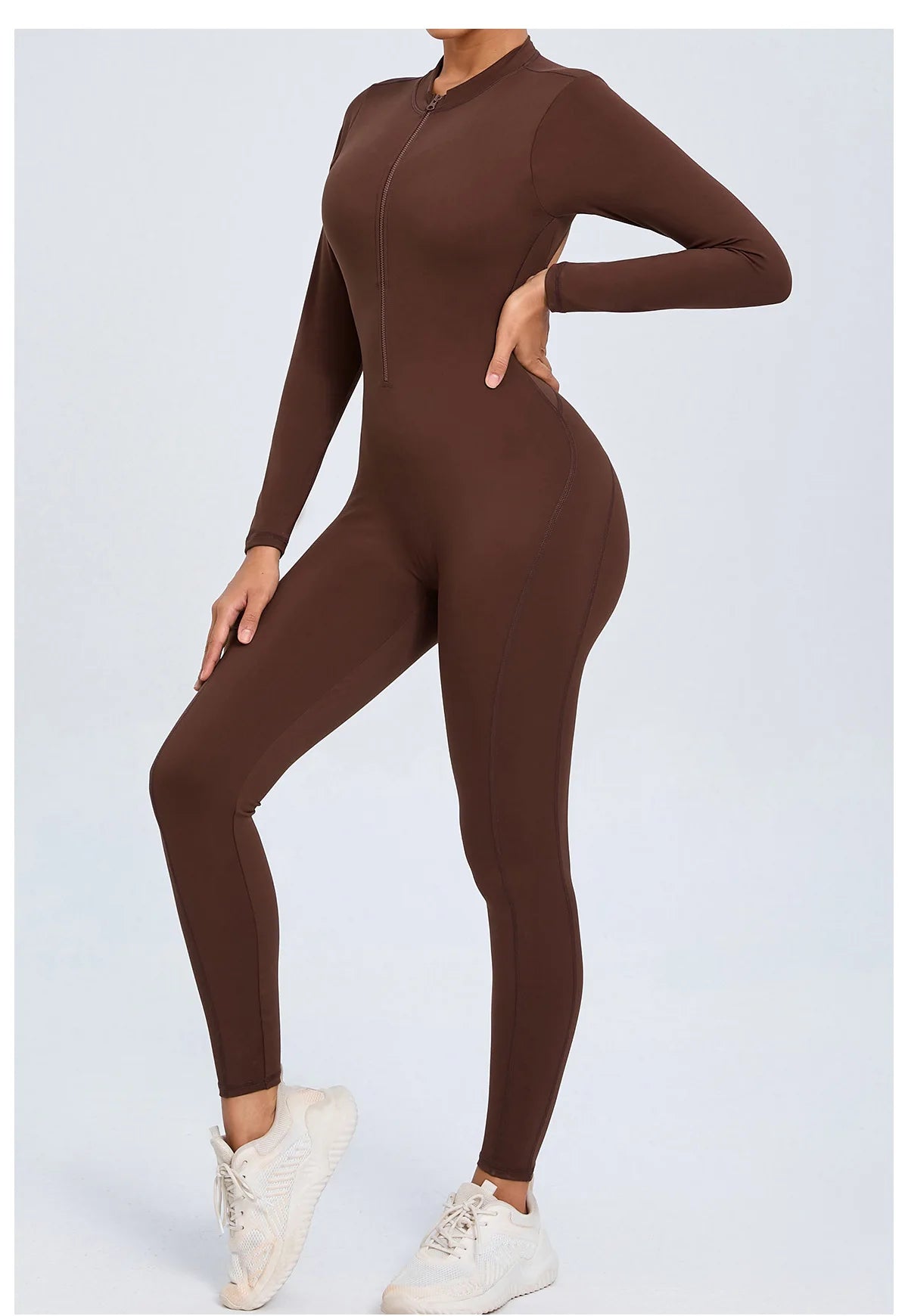 Women Sportwear Yoga Jumpsuit Zipper Long Sleeve Back Open Outfit Fitness Tracksuit Tight One-piece Gym Overalls Sports Bodysuit