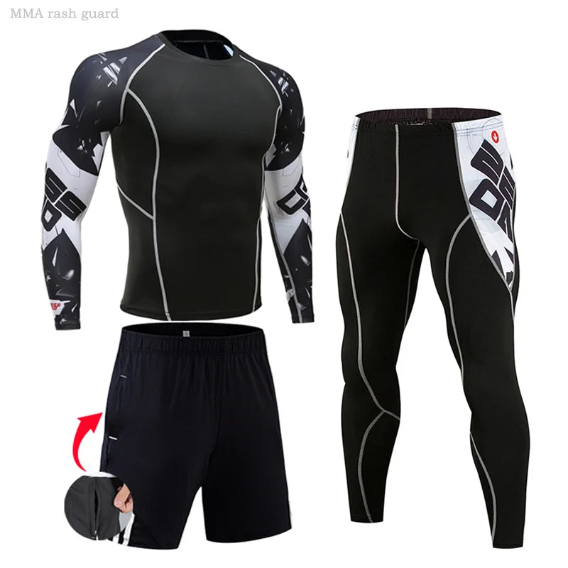 Men's Compression Sportswear Suits Gym Tights Training Clothes Workout Jogging Sports Set Running Rashguard Tracksuit For Men