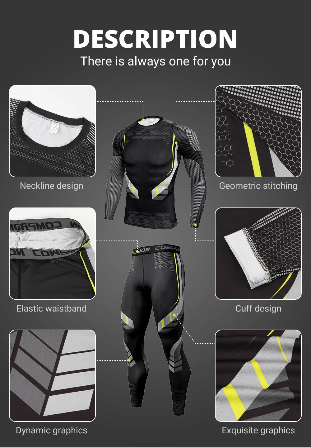 Men's Compression Sportswear Suits Gym Tights Training Clothes Workout Jogging Sports Set Running Rashguard Tracksuit For Men