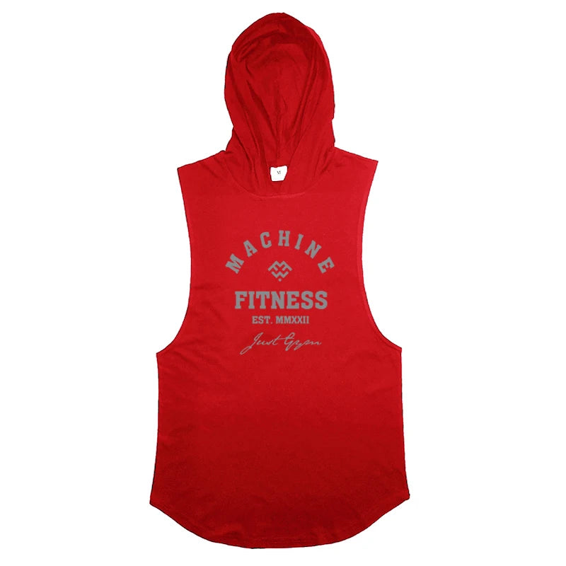 Gym Sport Hooded Clothing Summer Cotton Breathable Fitness Tank Tops Open Side Muscle Vests Mens Bodybuilding Sleeveless Hoodie