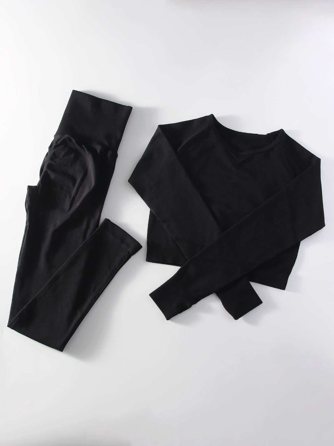 Women's 2 Piece Seamless Yoga Sportswear Set Gym Wear Fitness Wear Short Long Sleeve Top High Waist Leggings Fitness Sportswear