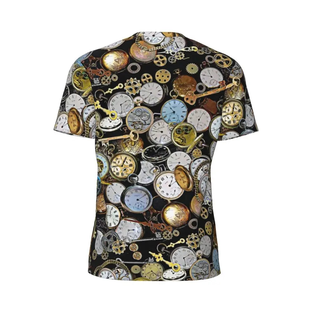 Gym T Shirt For Men Steampunk Design T-Shirts Fashion Wonderful Clockwork Vintage Summer Tees O Neck Streetwear Design Tops