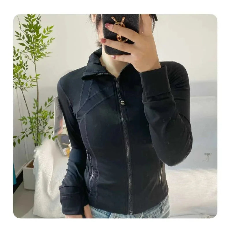 Women Zip Fitness Clothes Long Sleeve Sports Jacket Gym Clothes Woman Yoga Shirt Quick Dry Top Sunscreen Sportswear Yoga Clothes