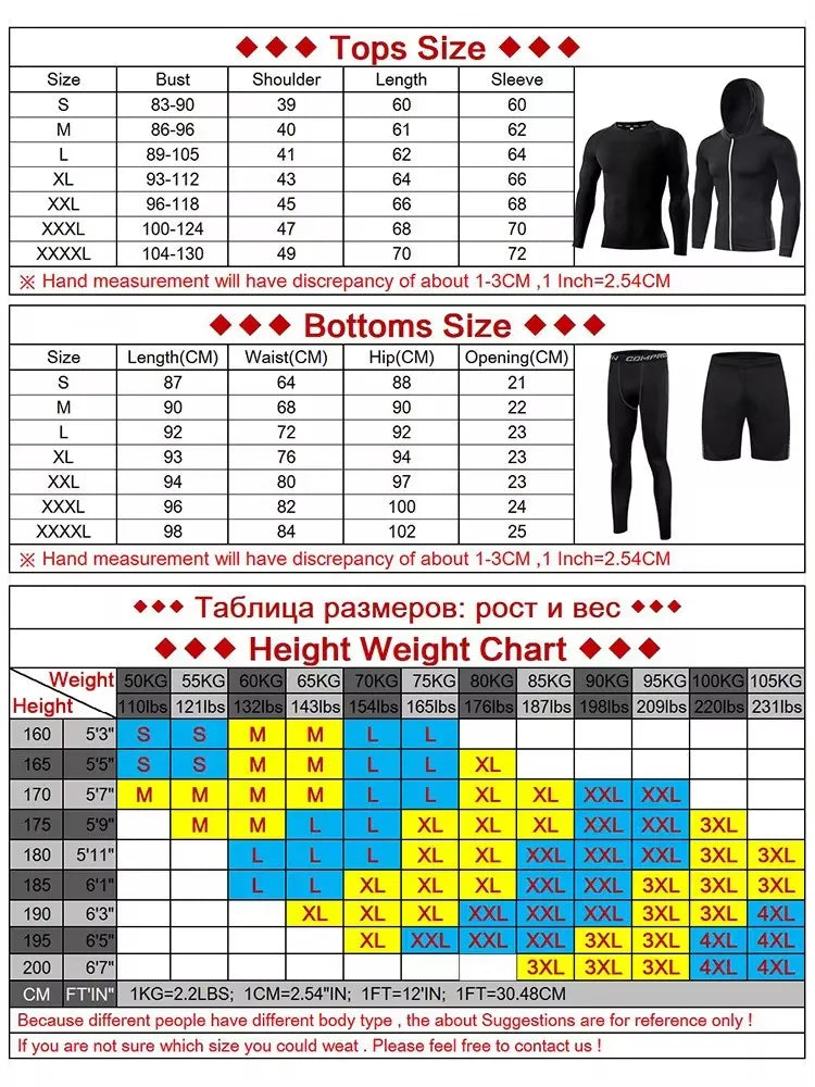 Men Compression Sportswear Set Gym Running Sport Clothes Jogging Tights Tracksuit Fitness T-Shirt Windbreaker Leggings
