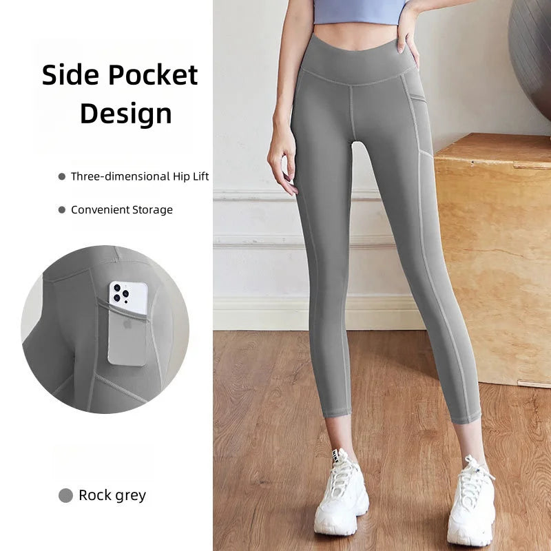 High Waist Jogger Mesh Side Pocket Fitness Gym Legging Sport Outfit for Woman Yoga Wear Tight Gym Workout Running Bike Clothing