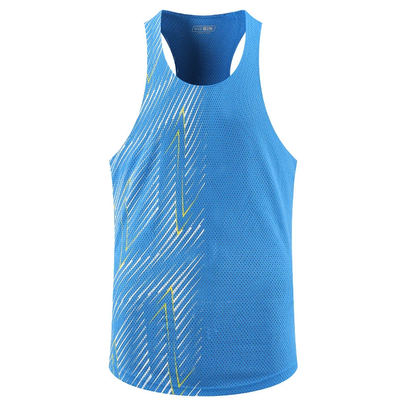 Men Casual Sport Vests Quick Dry Breathable Fitness Running Gym Sleeveless Mesh Workout Vests Prints Bodybuilding Muscle Singlet