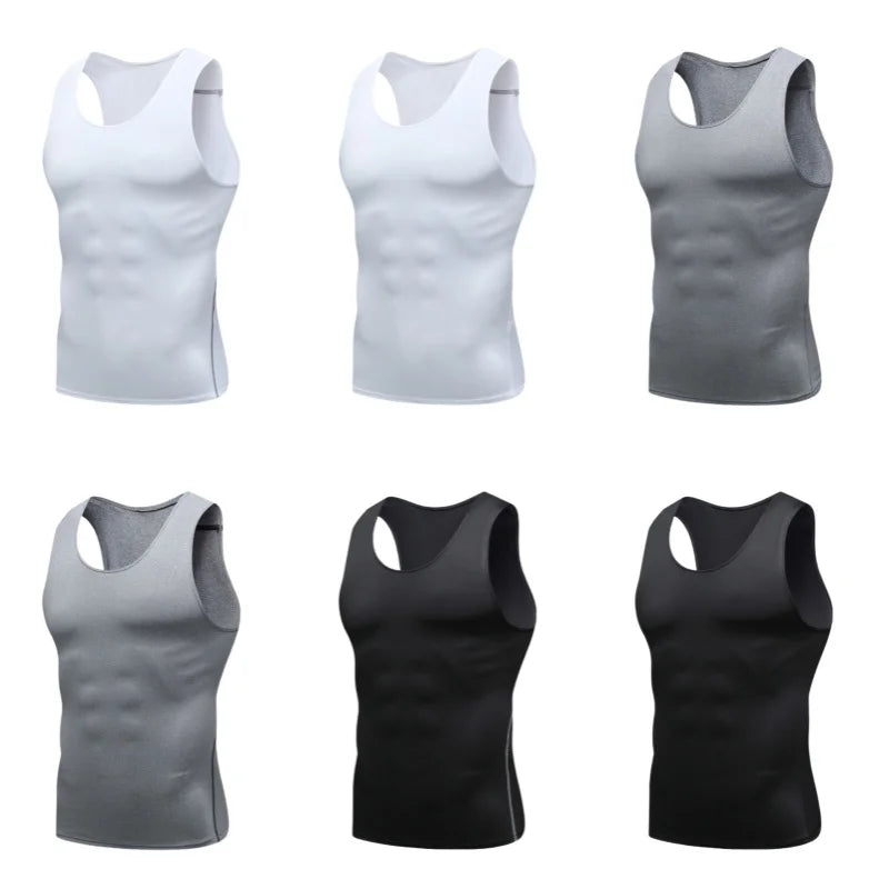Men's Gyms Clothing Sports Fitness Tank Top Quick Dry Vest Workout Running Sportswear Tops Round Neck Sports Shirt