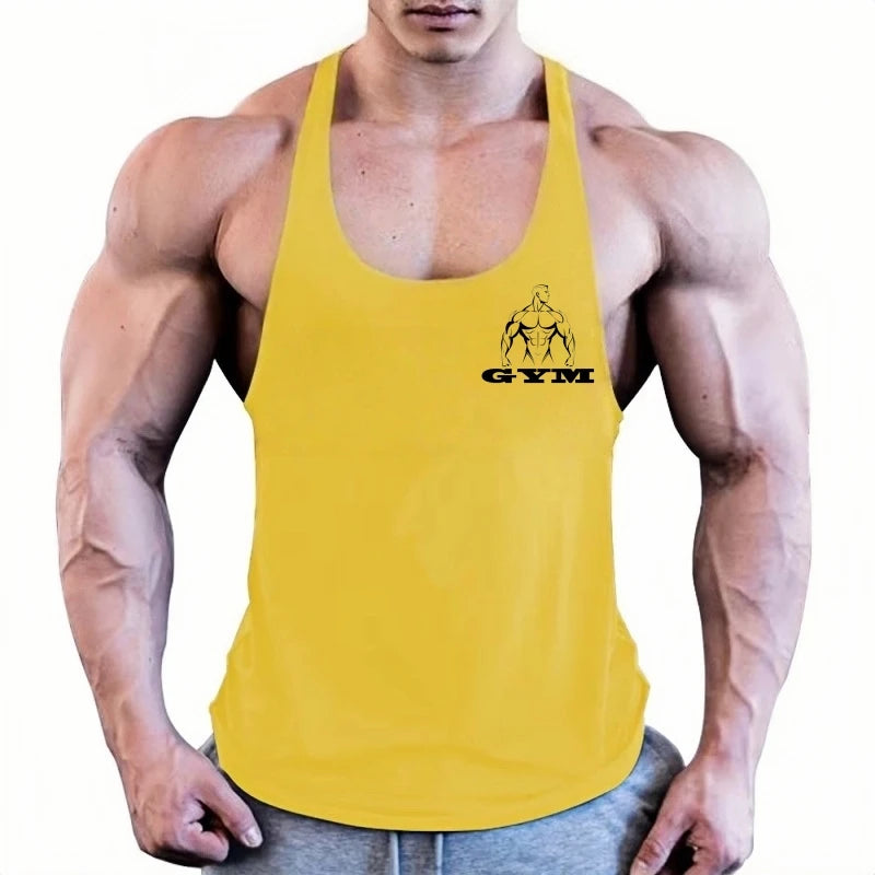 Men's Sleeveless Gym Y-Back Vest, Movement-Friendly Cotton Athletic Undershirt for Muscle Training & Fitness Workout