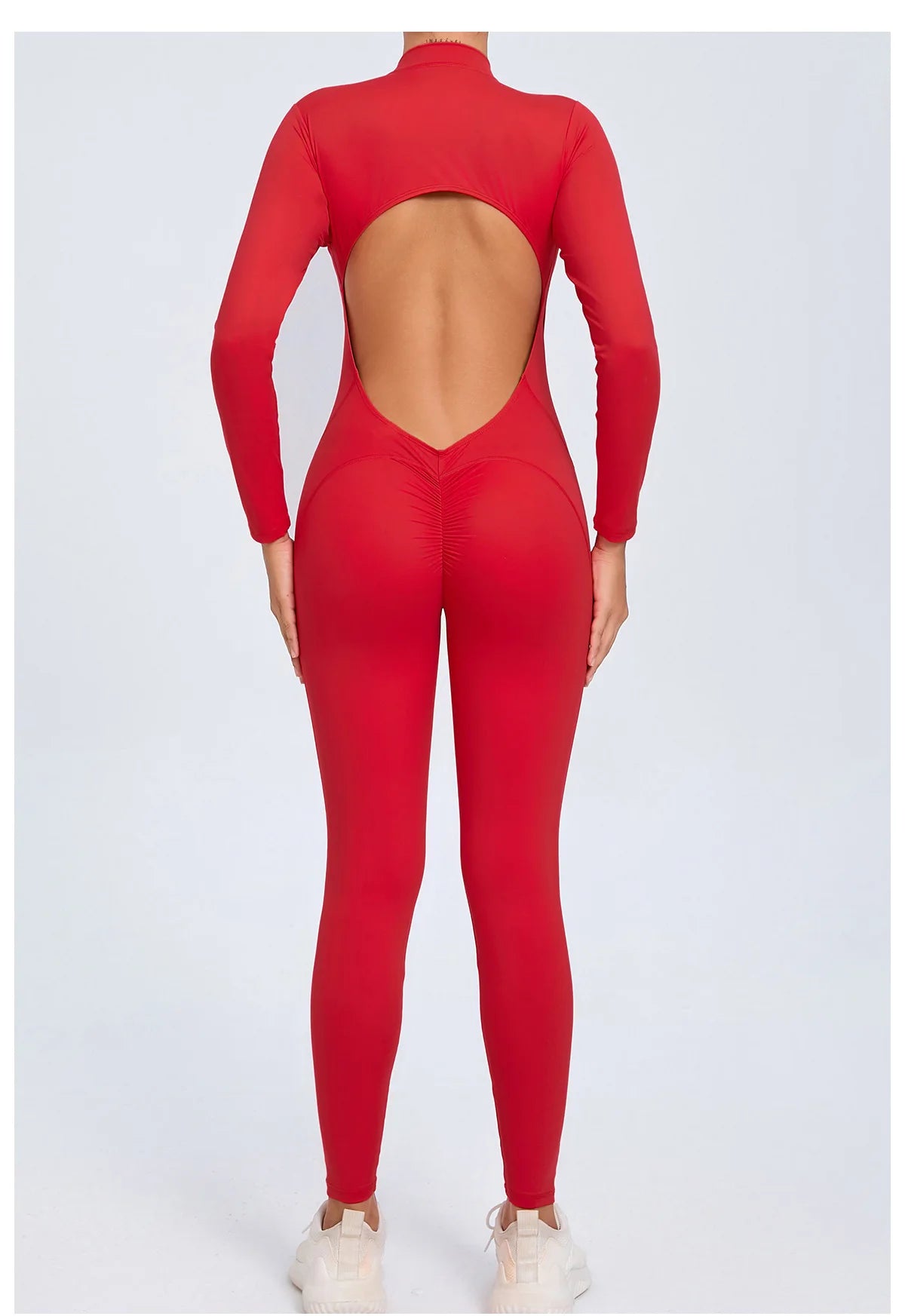 Women Sportwear Yoga Jumpsuit Zipper Long Sleeve Back Open Outfit Fitness Tracksuit Tight One-piece Gym Overalls Sports Bodysuit