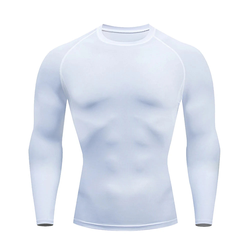 Men's Compression Shirt Men Rashgard Fitness Long Sleeve Running Shirt Man Gym Under T Shirt Football Jersey Sportswear Tights