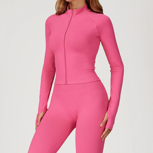 Seamless 2 Pieces Yoga Suit Sports Outfits Women Gym Set Women Tracksuit Running Workout Long Sleeve Sports Shirt Yoga Clothing