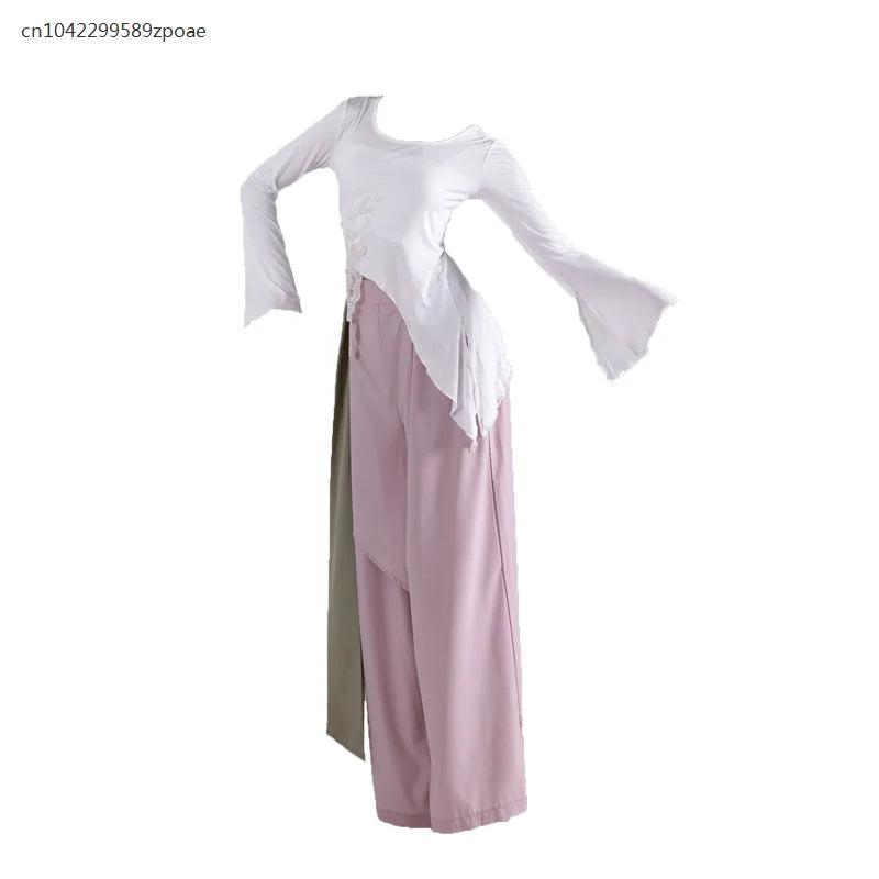 Modern Dance Dance Practice Clothing Long Sleeve Tops Body Training Clothing Classical Dance Dance Women's Loose Wide Leg Pants