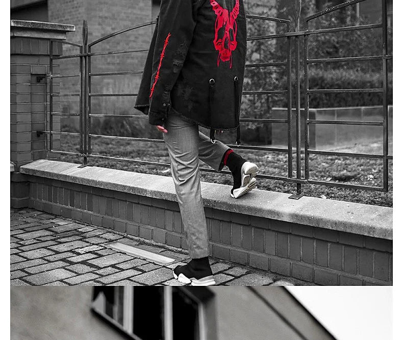 Gym Mens Denim Jacket Fashion Motorcycle Jeans Jackets Men Causal Cotton Black Sports Sweatshirt Fitness Man Outerwear Coat