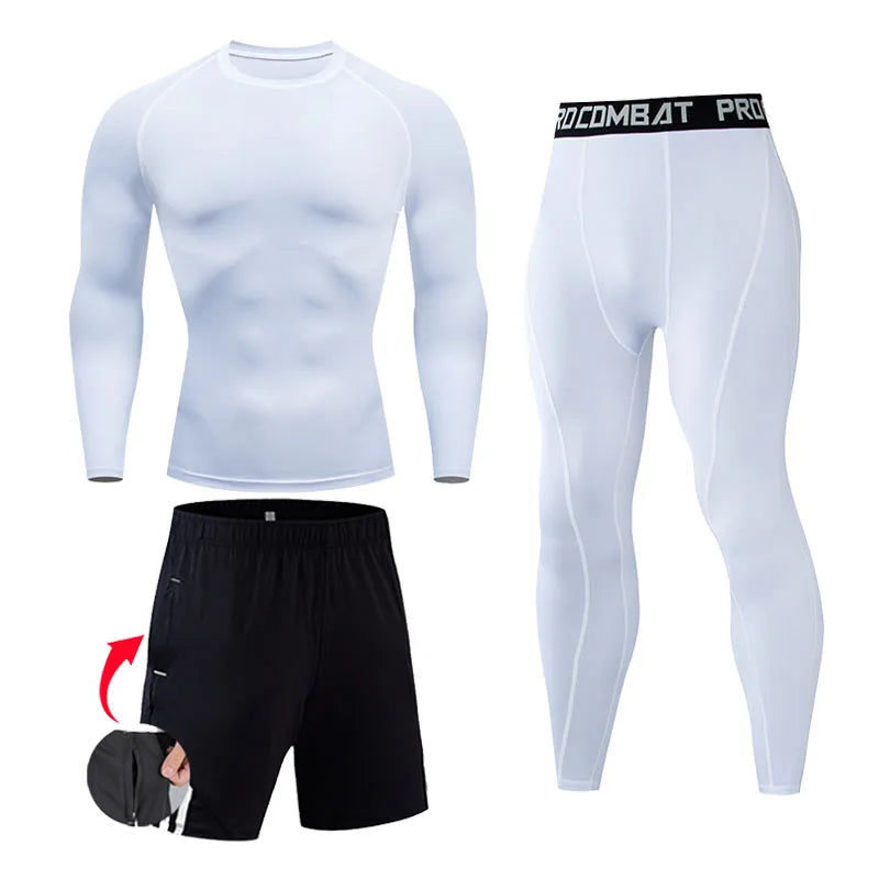 Men's Compression Sportswear Suits Gym Tights Training Clothes Workout Jogging Sports Set Running Rashguard Tracksuit For Men