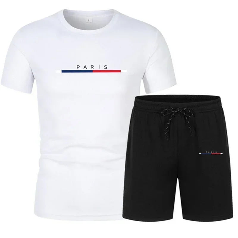 Fashionable two-piece sportswear quick-drying T-shirt and shorts se men's clothing, sportswear set men's breathable clothes