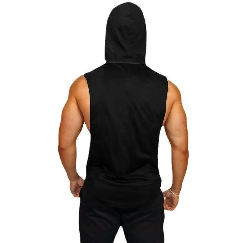 Gym Sport Hooded Clothing Summer Cotton Breathable Fitness Tank Tops Open Side Muscle Vests Mens Bodybuilding Sleeveless Hoodie