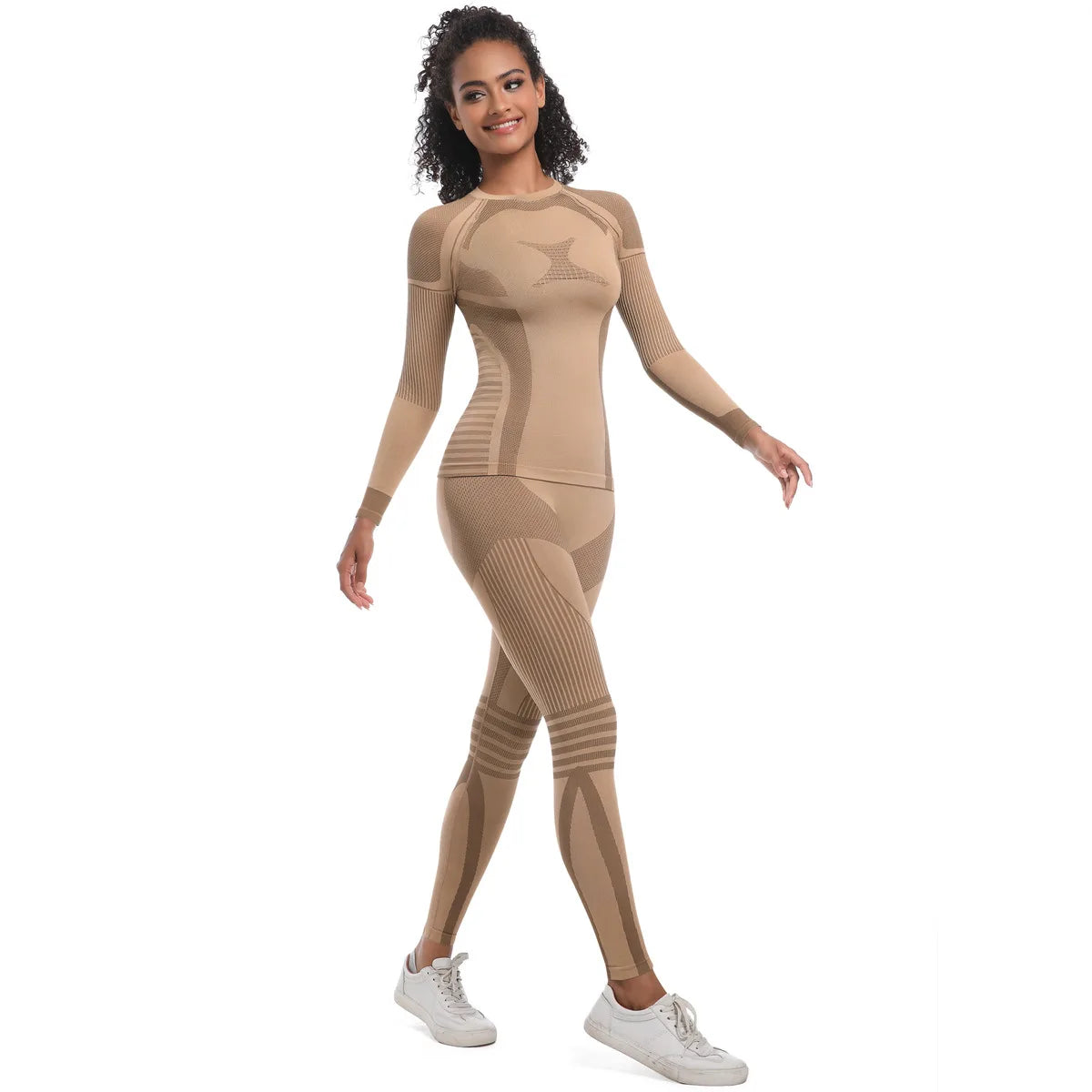 Women Girl Skiing Underwear Set Fitness Workout Thermal Gym Ski Snowboarding Sport Running Hiking Jogging Yoga Exercise Suit A84