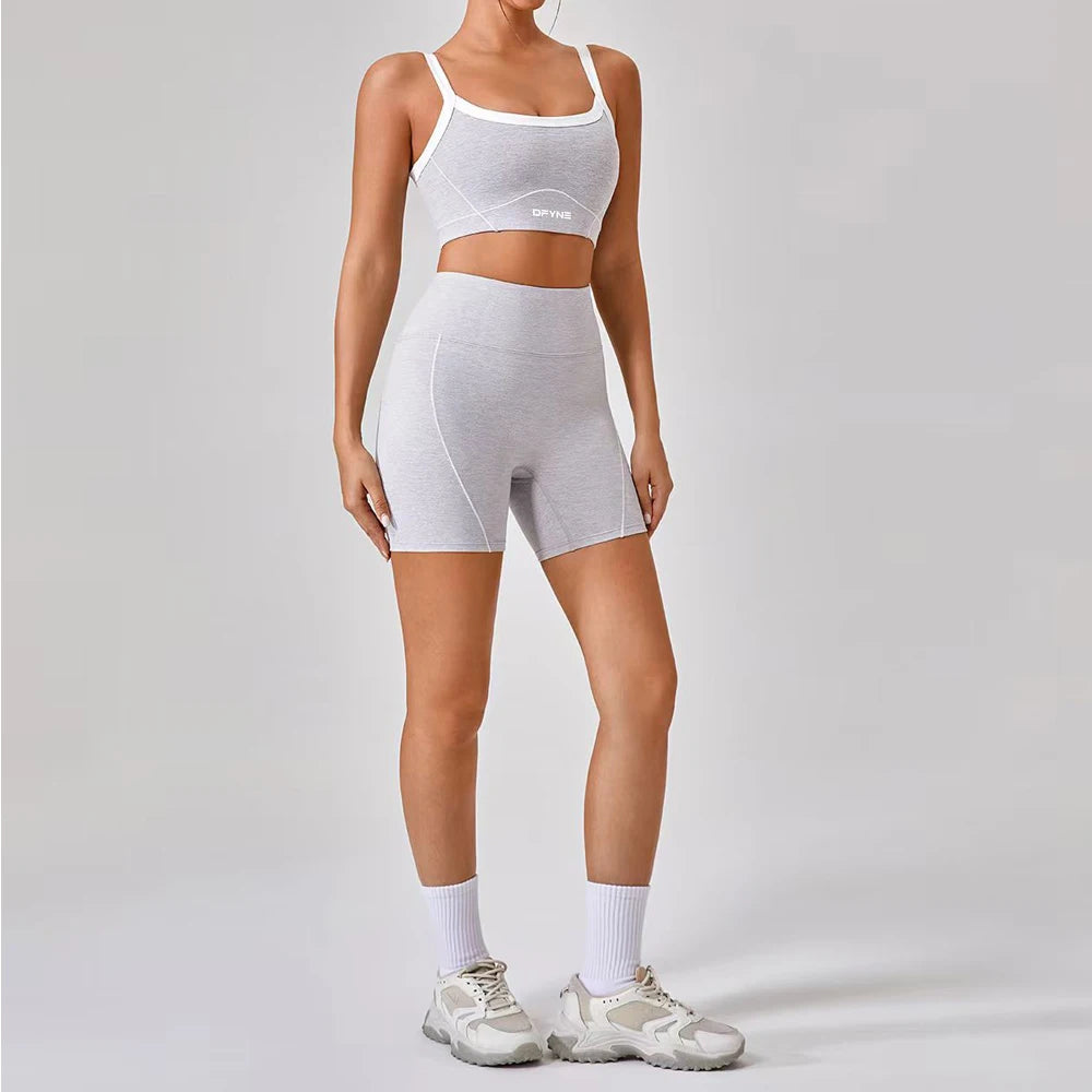 Yoga Set 2 Pieces Workout Outfits Fitness Sportswear Gym Tracksuit High Waist Leggings Sports Bra Wear Women Cycling Set