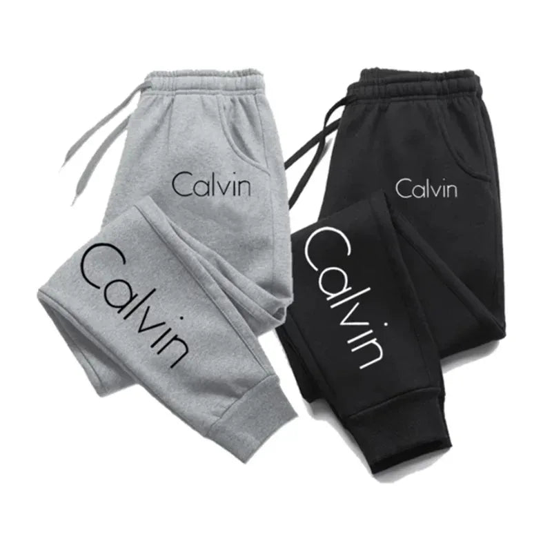 Men's and Women's Printed Sports Running Pants, Autumn Waist Belt Long Sweatshirt Pants, Solid Gym Pants, Universal Gym Clothing