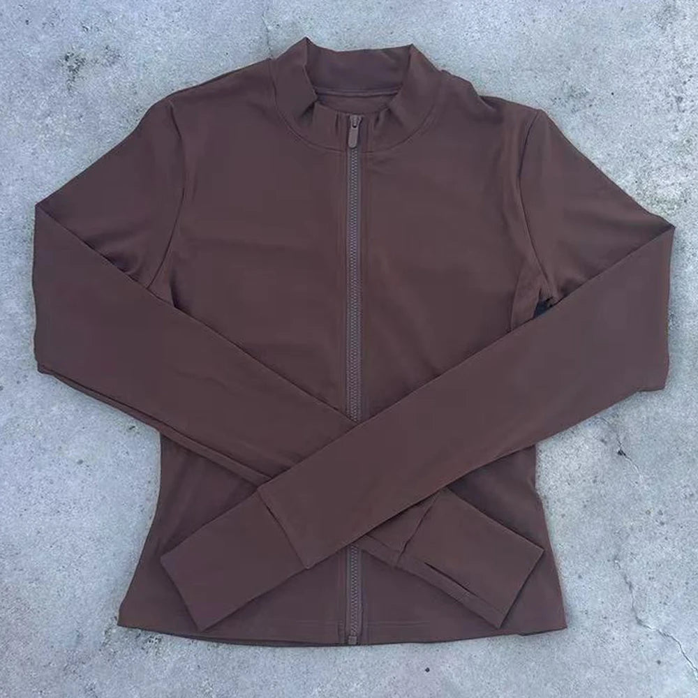 Women Sport Jacket Long Sleeve Shirt Workout Coat Gym Training Clothing Yoga Sportswear