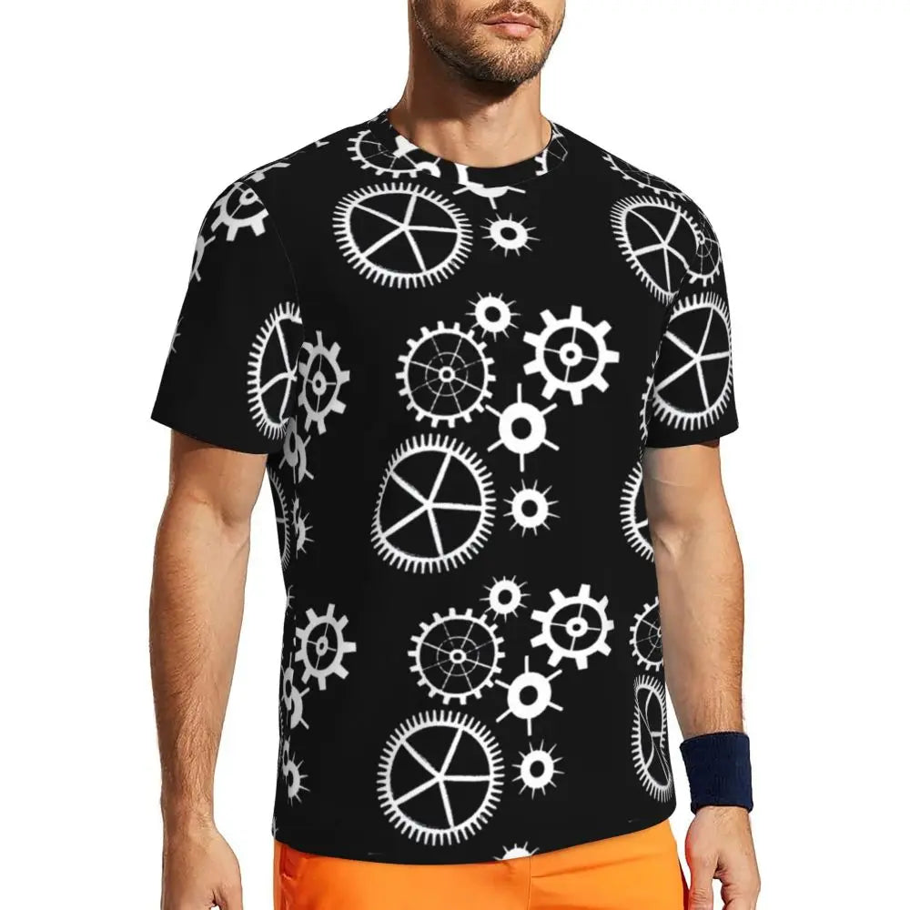 Gym T Shirt For Men Steampunk Design T-Shirts Fashion Wonderful Clockwork Vintage Summer Tees O Neck Streetwear Design Tops