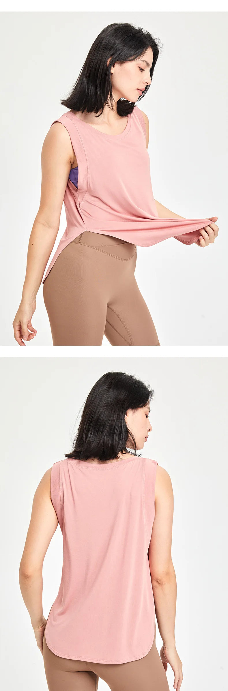 Loose Fit Sleeveless Gym Workout Shirt Women Quick Dry Yoga Running Top Female Long Modal Trainning Camis Sports Active Clothing