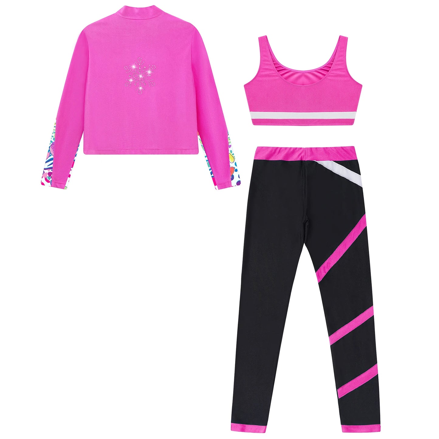 Children's Sport Suits Kids Sports Set For Girls Gym Athletic Outfits Vest with Legging Long Sleeve Zipper Sweatshirt Sportswear