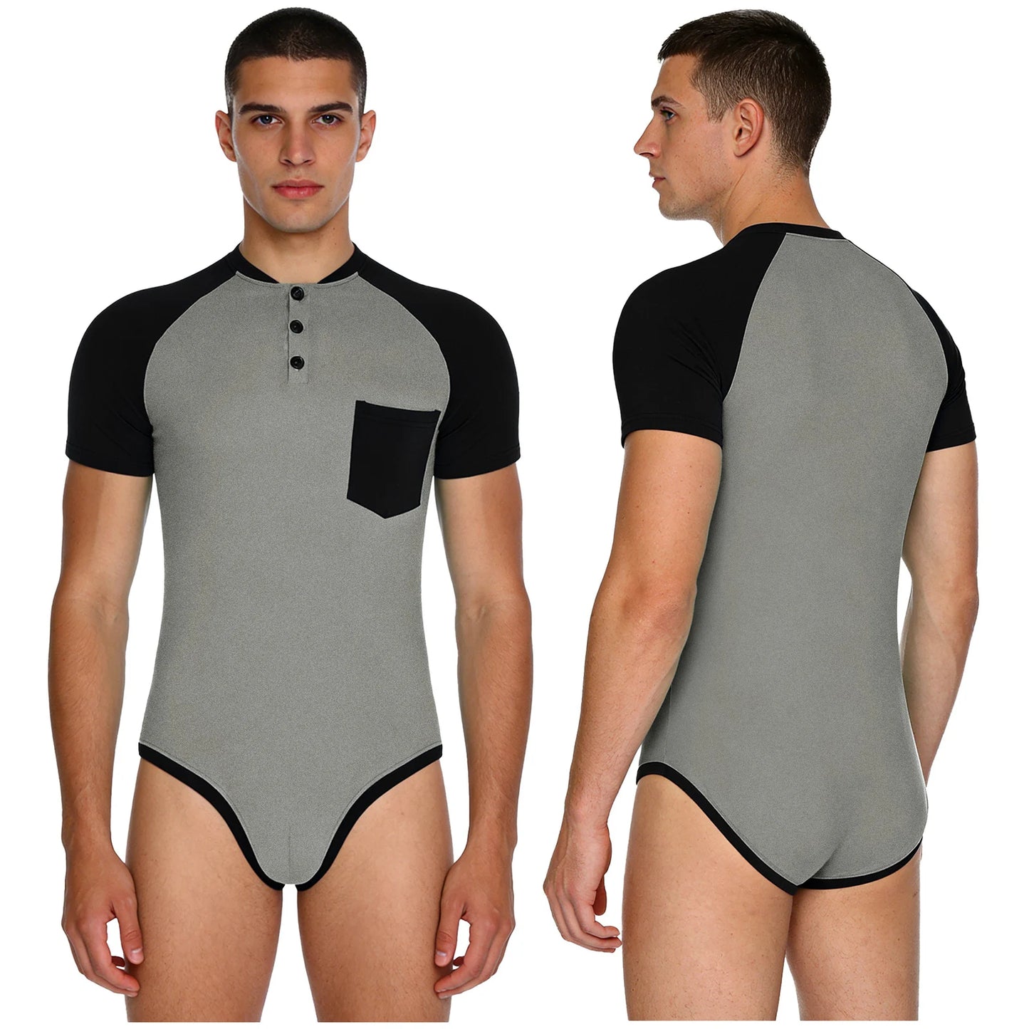 Men Adult Bodybuilding Wrestling Bodysuit Short Sleeve Slim Fit Shirt Jumpsuit for Daily Casual Workout Gym Sports Outfits