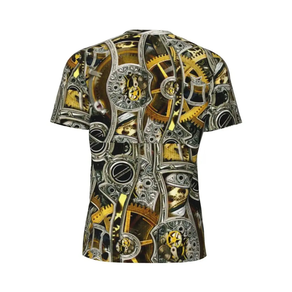 Gym T Shirt For Men Steampunk Design T-Shirts Fashion Wonderful Clockwork Vintage Summer Tees O Neck Streetwear Design Tops