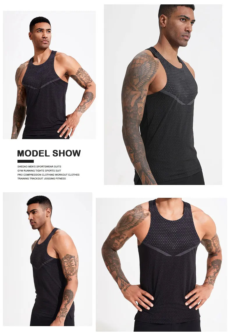 Men's Running Vest Outdoor Training Clothing Male Sportswear Sleeveless T-shirt Gym Jogging Tank Top Bodybuilding T Shirt