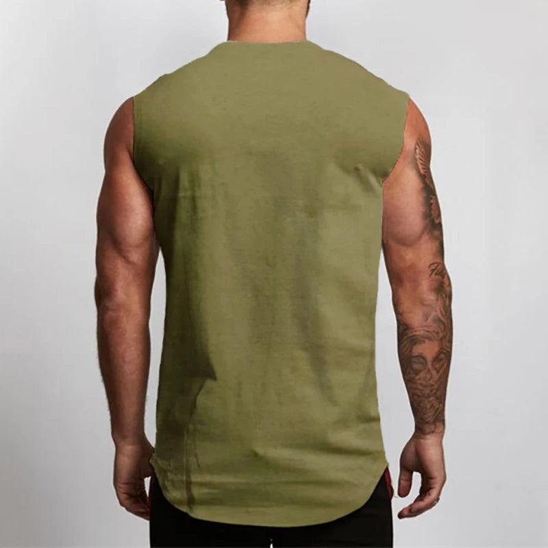 Mens Cotton Vests Gym Workout Sleeveless T Shirts Bodybuilding Muscle Clothing Fitness Sportwear Workout Muscle Tank Tops