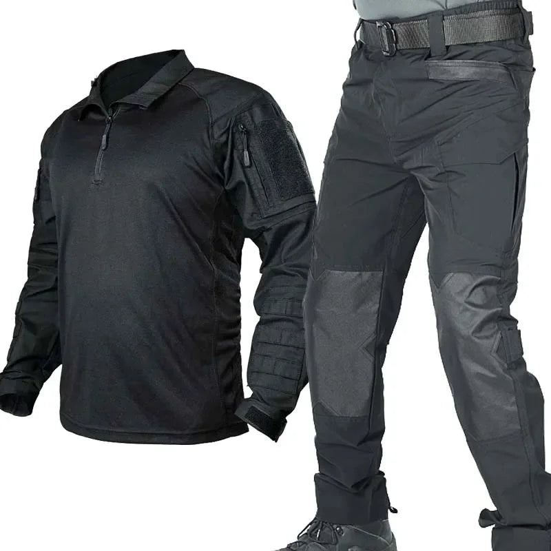 Outdoor Uniform Tactical Suits Wear Resistant T-Shirt Hooded Pants Men Clothes Combat Shirts Airsoft Paintball Hunting Clothing