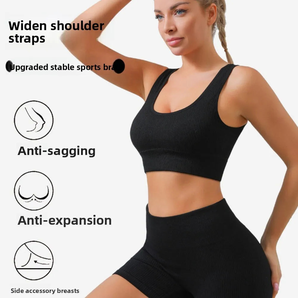 Running Underwear Seamless Sports Bra Shockproof Comfortable Fitness Vest Breathable Moisture-Wicking Yoga Underwear Gym