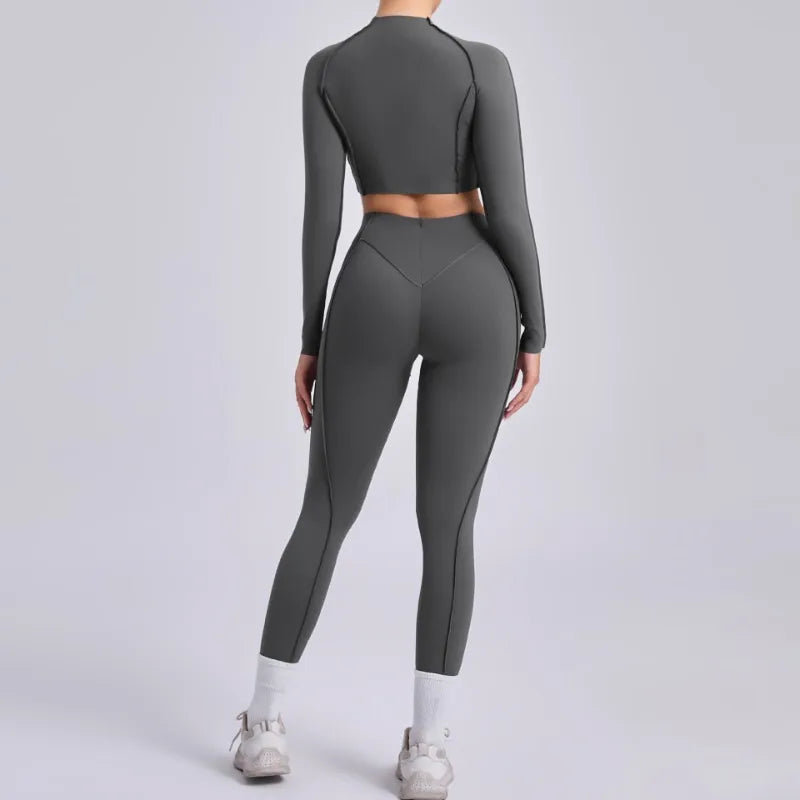 Seamless Yoga Sets Sports Fitness Peach Hip High Waist Tight Pleated Breathable Running Workout Clothing Gym Yoga Suit for Women
