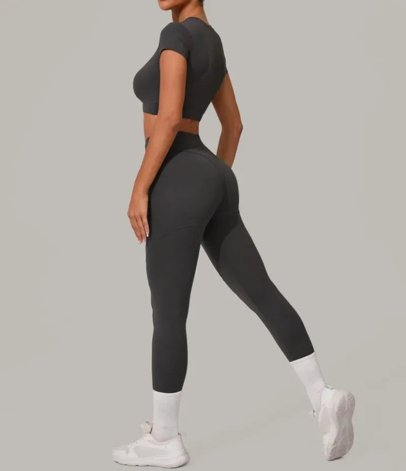 Seamless Yoga Sets Sports Fitness High Waist Hip Lift Tight Breathable Tracksuit Workout Clothing Gym Leggings Suit for Women
