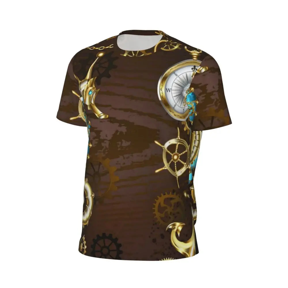 Gym T Shirt For Men Steampunk Design T-Shirts Fashion Wonderful Clockwork Vintage Summer Tees O Neck Streetwear Design Tops