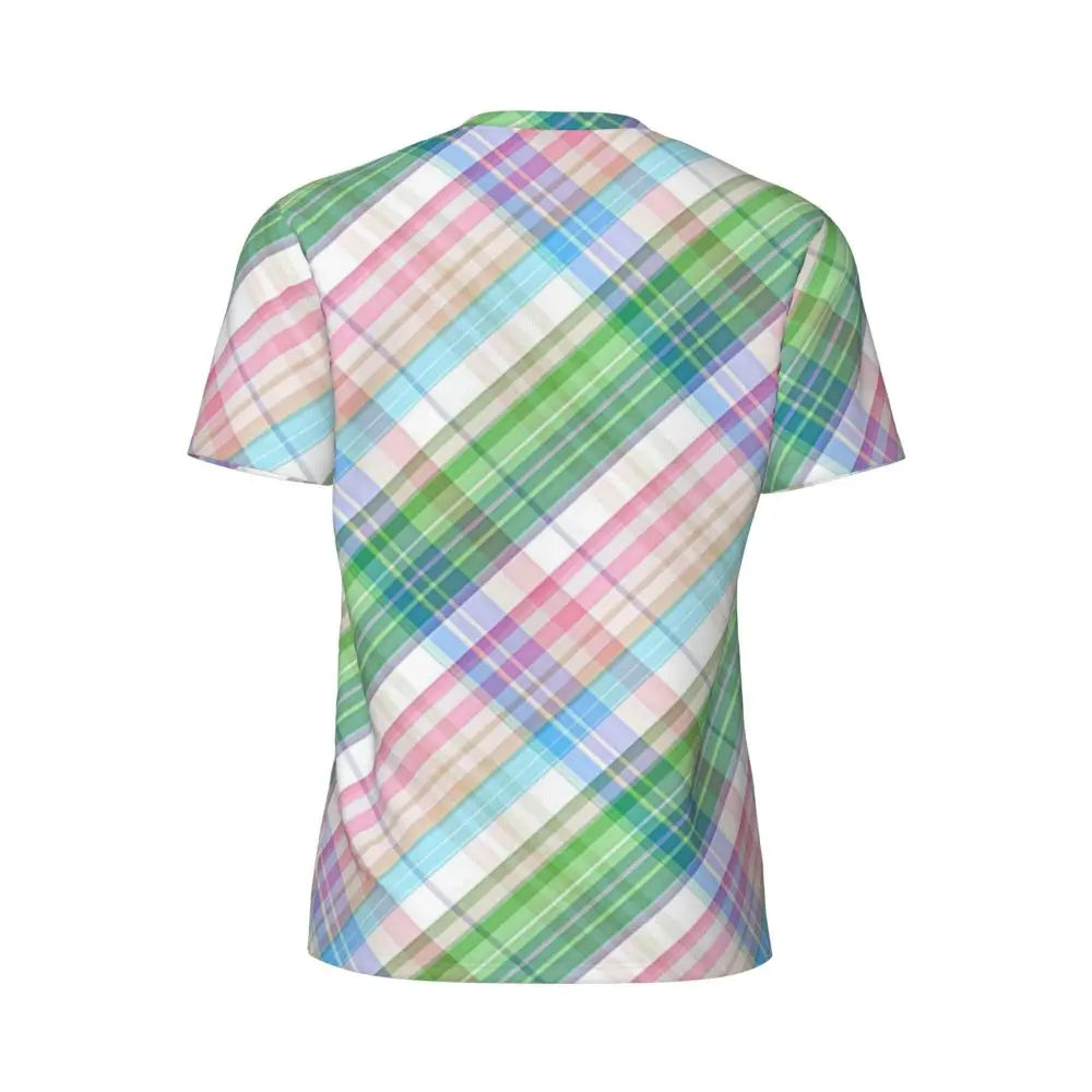 Gym T Shirt For Men Mondrian Line T-Shirts Trendy Cool Colorful Plaid Summer Tees O Neck Y2K Retro Graphic Clothing Gift Idea