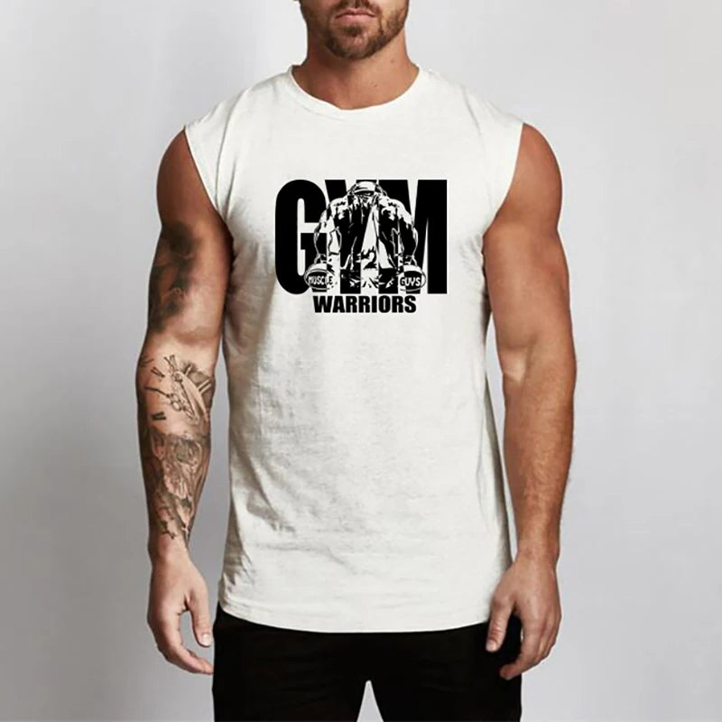 Mens Cotton Vests Gym Workout Sleeveless T Shirts Bodybuilding Muscle Clothing Fitness Sportwear Workout Muscle Tank Tops